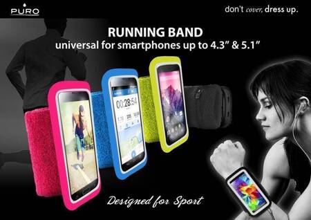 PURO Running Band - Uniwersalna frotka do biegania do smartfonów max 4.3 + key pocket (różowy)