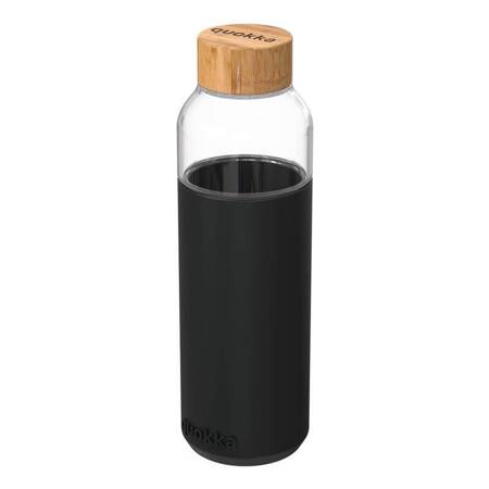 Quokka Flow - Glass rounded bottle with silicone cover 660ml (Black)