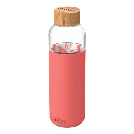 Quokka Flow - Glass rounded bottle with silicone cover 660ml (Inner Pink Botanical)