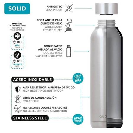Quokka Solid Kids with strap - Stainless steel double wall vacuum insulated water bottle, portable thermos 330 ml (Jungle)