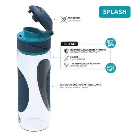 Quokka Splash – Sport water bottle, pop open lid, dual anti-slip grip 730 ml  (Aqua Violet)