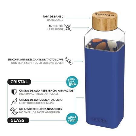 Quokka Storm - Glass rounded bottle with silicone cover 700ml (Inner Abstract Garden)