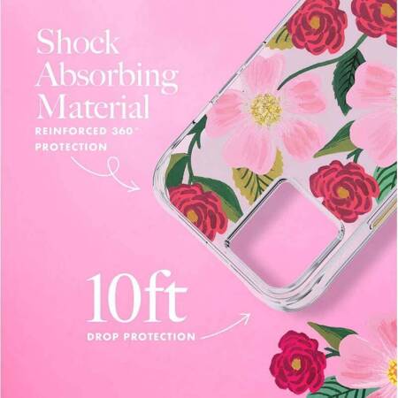 Rifle Paper Clear - Case decorated in gold for iPhone 14 Plus (Rose Garden)