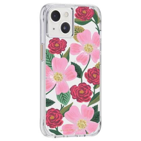 Rifle Paper Clear - Case decorated in gold for iPhone 14 (Rose Garden)