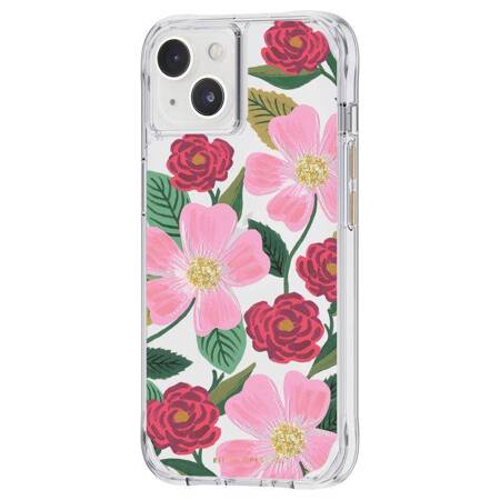 Rifle Paper Clear - Case decorated in gold for iPhone 14 (Rose Garden)