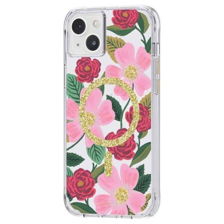 Rifle Paper Clear MagSafe - Case decorated in gold for iphone 14 Plus (Rose Garden)