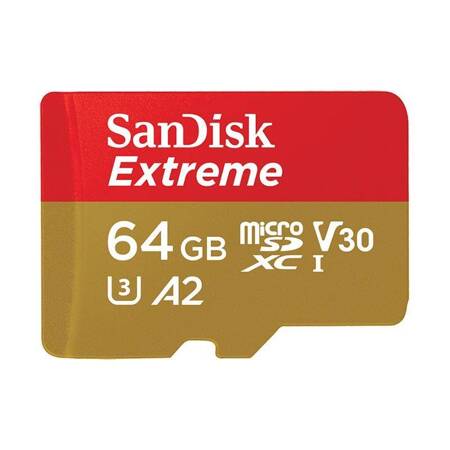 SanDisk Extreme microSDXC - Memory card 64 GB A2 V30 UHS-I U3 170/80 MB/s with adapter