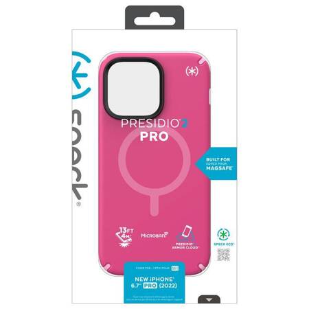 Speck Presidio2 Pro + MagSafe - Etui iPhone 14 Pro Max z powłoką MICROBAN (Digitalpink / Blossompink / White)