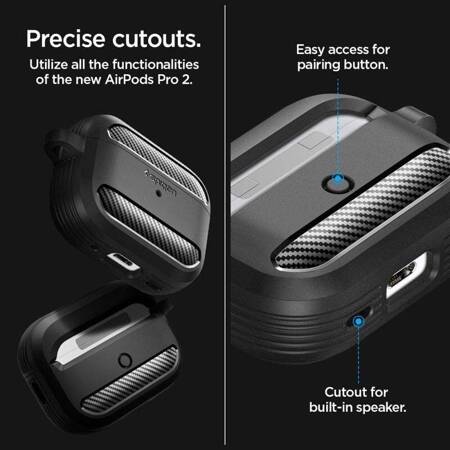 Spigen Rugged Armor - Case for Apple AirPods Pro 1 / 2 (Black)