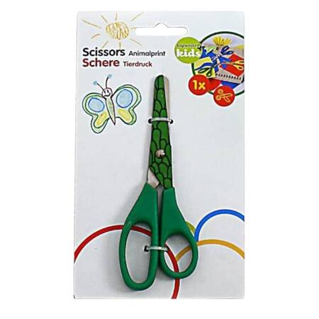 Topwrite - Scissors 13 cm with an animal pattern (Green)