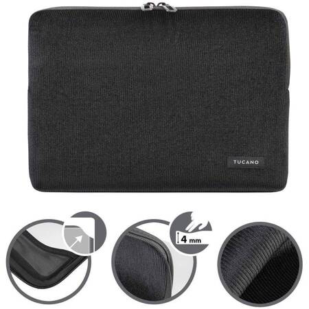 Tucano Velluto - Sleeve for MacBook Pro 13 (M1 / 2020-2016) / MacBook Air 13 (M1 / 2020-2018) / Laptop 12 (Black)
