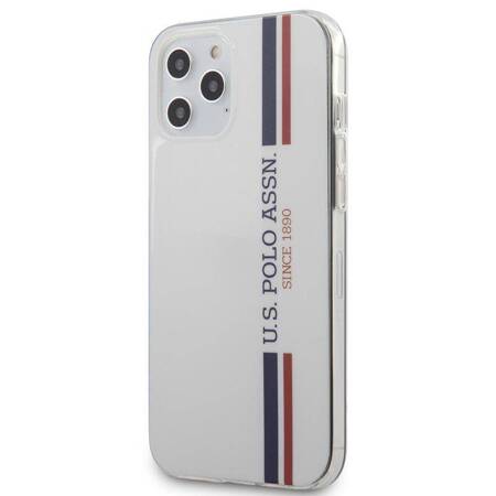 US Polo Assn Shiny Tricolor Stripes - Case for iPhone 12 Pro Max (white)