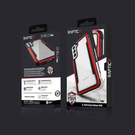 X-Doria Raptic Shield Pro - Case for Samsung Galaxy S22 5G (Antimicrobial Protection) (Red)