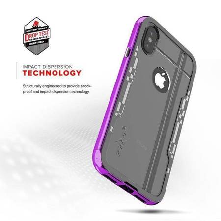 Zizo Shock Case - Hybrid Case with Full Tempered Glass for iPhone Xs/X (Purple/Gray)