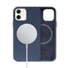 Crong Essential Cover Magnetic - Leather case for iPhone 12 / iPhone 12 Pro MagSafe (Navy Blue)