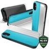 Zizo Retro Series - Wallet Back with Magnetic Closure and Built-In Kickstand for iPhone Xs / X (Baby Blue/Silver)