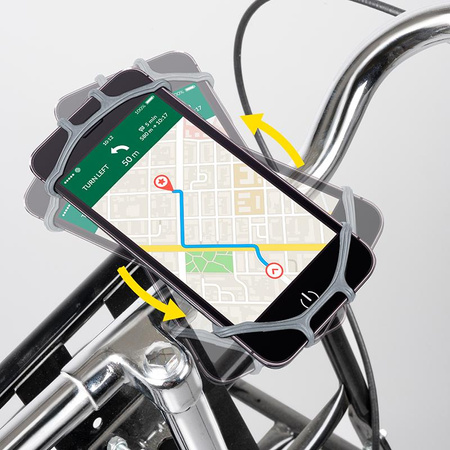 OBROTOWY UCHWYT ROWEROWY NA TELEFON, NA KIEROWNICĘ, Szary, 10-15cm, Dunlop