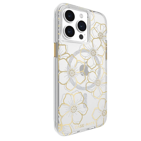 Case-Mate Floral Gems MagSafe - Étui pour iPhone 15 Pro Max (Or)
