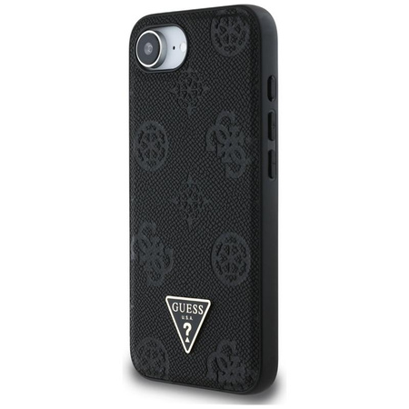 Guess Grainé Hot Stamp Peony Triangle Logo MagSafe - étui pour iPhone 16e (noir)