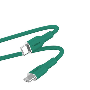 PURO ICON Soft Cable - USB-C és Lightning MFi tanúsítvánnyal rendelkező kábel 1,5 m (Jade)