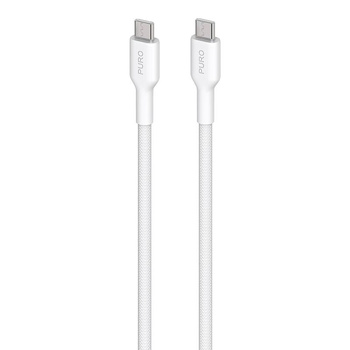 PURO Fabric - Odolný opletený kabel USB-C na USB-C 1,2 m (bílý)