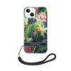 Guess Flower Cord - Etui avec dragonne iPhone 14 (bleu)