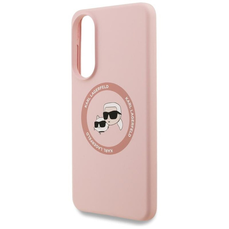 Karl Lagerfeld Silicone Double Heads And Circle MagSafe – Hülle für Samsung Galaxy S25 Edge (rosa)