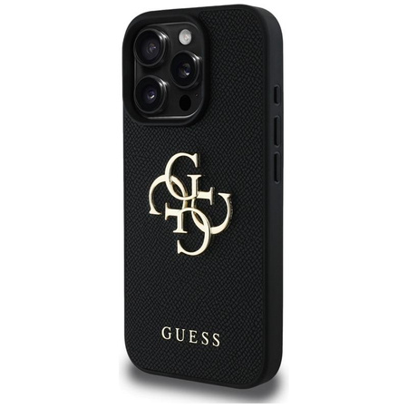 Guess Grained Big 4G Logo Small Classic Logo - tok iPhone 16 Pro Max készülékhez (fekete)