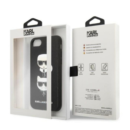 Karl Lagerfeld Saffiano Karl & Choupette Heads - tok iPhone SE 2022 / SE 2020 / 8 / 7 (fekete)