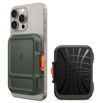 Spigen Lock Fit MagSafe - mágneses pénztárca (katonai zöld)