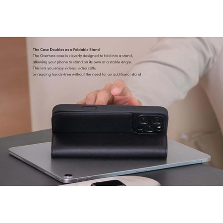 Moshi Overture MagSafe - Leder 3-in-1-Flip-Etui für iPhone 16 Pro Max (Anthrazit)