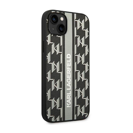 Karl Lagerfeld Monogram Stripe - Coque pour iPhone 14 Plus (gris)