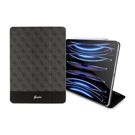 Guess 4G Stripe Allover - Case for iPad Pro 12.9" (2022-2020) (Black)