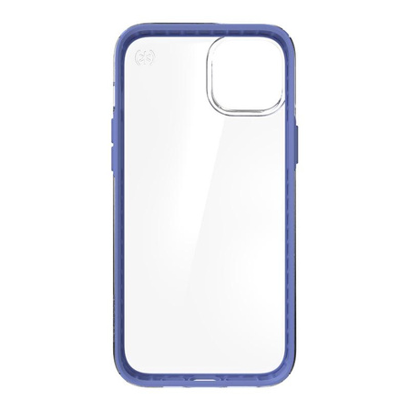 Speck Presidio Perfect-Clear avec Impact Geometry - Coque pour iPhone 15 Plus / 14 Plus avec revêtement MICROBAN (Clear / Grounded Purple)