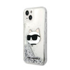 Karl Lagerfeld Liquid Glitter NFT Choupette Head - iPhone 14 Plus tok (ezüst)