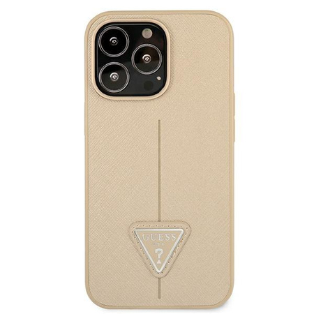 Guess SaffianoTriangle Logo Case - Pouzdro pro iPhone 13 Pro (béžové)