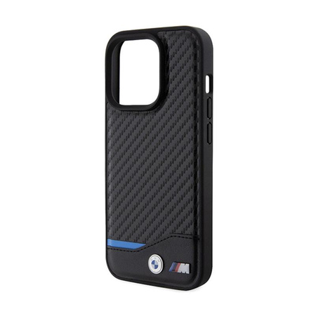 BMW Leather Carbon Blue Line - Case for iPhone 15 Pro (black)
