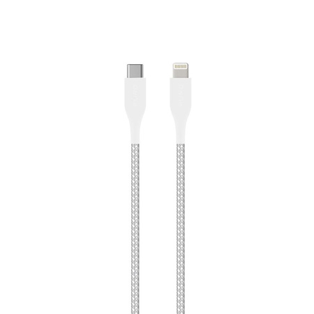 PURO Fabric Ultra Strong - Hochbelastbares geflochtenes USB-C / Lightning MFi Kabel 2m (weiß)