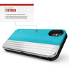 Zizo Retro Series - Coque pour iPhone Xs / X avec pochette pour cartes + support + verre 9H pour l'écran (Baby Blue/Silver)
