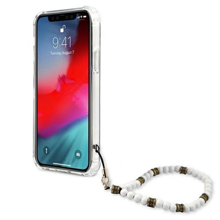 Guess White Pearl Strap - Pouzdro iPhone 12 Pro Max (Průhledné)
