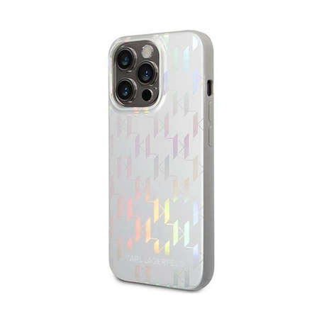 Karl Lagerfeld Monogram Irizáló - iPhone 14 Pro tok (ezüst)