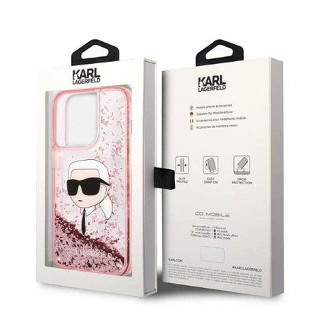 Karl Lagerfeld Liquid Glitter NFT Karl's Head - iPhone 14 Pro Max tok (rózsaszín)