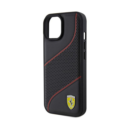 Ferrari Perforated Waves Metal Logo - iPhone 15 Case (black)