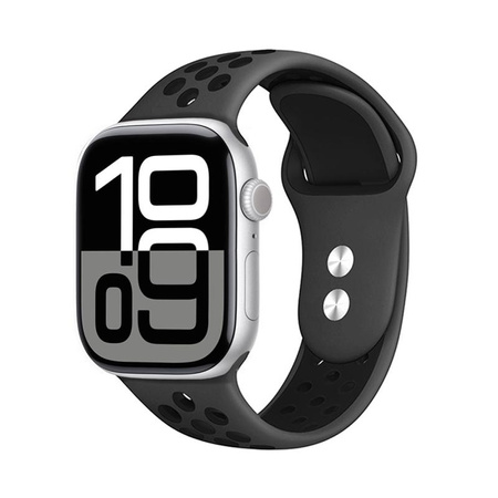 Crong Duo Sport - szíj Apple Watch 44/45/46/49 mm-es órához (szürke/fekete)