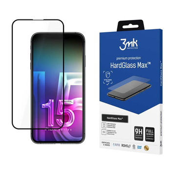 3mk HardGlass Max - gehärtetes Glas für iPhone 15 Pro Max (Schwarz)