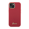 Guess Silicone Script Metal Logo & Frame - iPhone 15 Tasche (magenta)