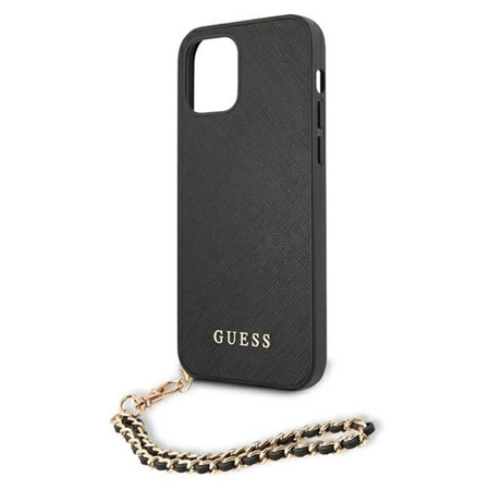 Guess Saffiano Chain - iPhone 12 / iPhone 12 Pro Tasche (schwarz)