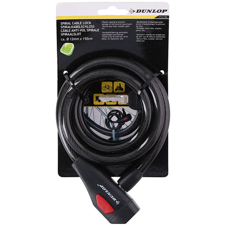 Dunlop - zámek na klíče od jízdního kola proti krádeži 150 cm (černý)