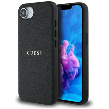 Guess Grained Ring MagSafe - étui pour iPhone 16e (noir)