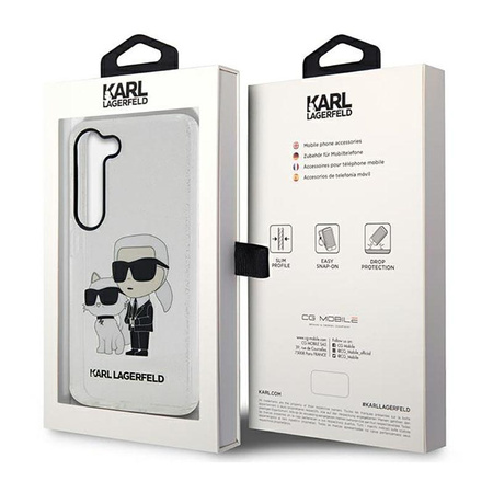 Karl Lagerfeld IML Glitter NFT Karl & Choupette - pouzdro pro Samsung Galaxy S23+ (průhledné)